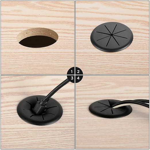 HYCC 5 Pack 2-3/8 Inch Flexible Desk Grommet, Organize Wires and Cables on - Image 5