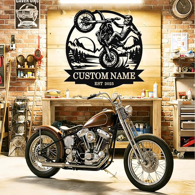 Custom Motorcycle Metal Signs Personalized Dirt Biker Name Sign Custom Garage - Image 2