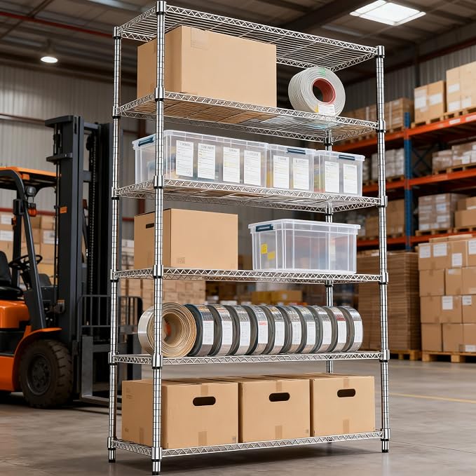 M MZG 6 Tiers Shelf 2100 lbs Steel Storage Shelving Utility Shelving Unit Steel - Image 8