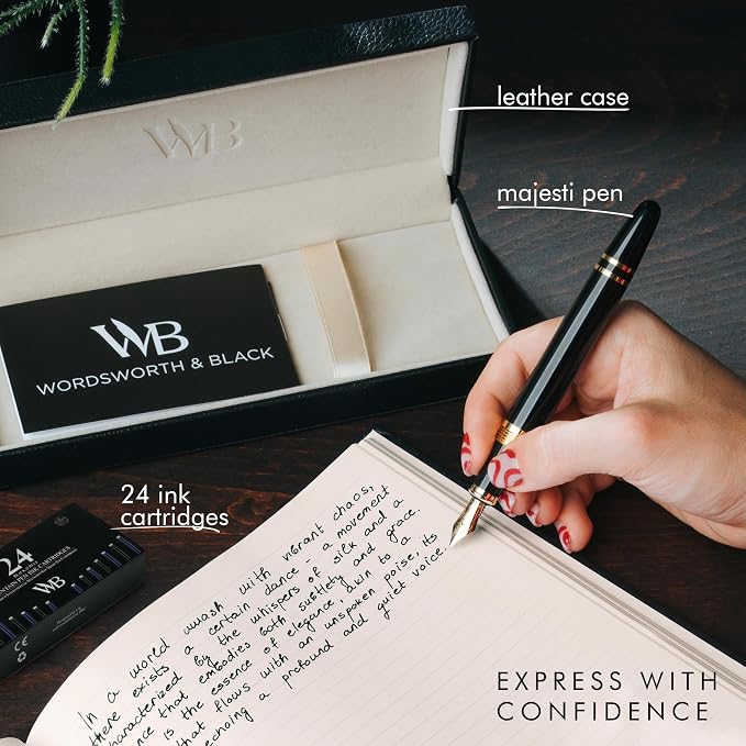 Wordsworth & Black Majesti Fountain Pen-, Luxury Case, 24K Gold Finish; 18K - Image 3