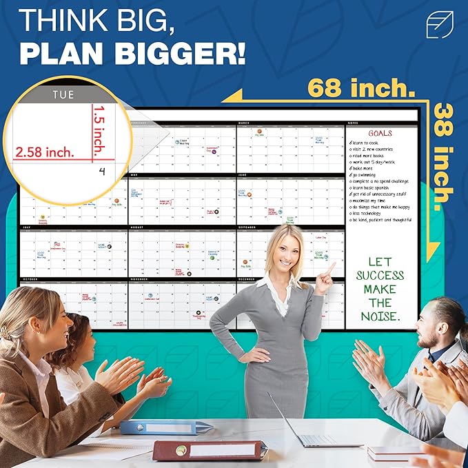 Large Dry Erase Calendar for Wall, Reusable - Image 3