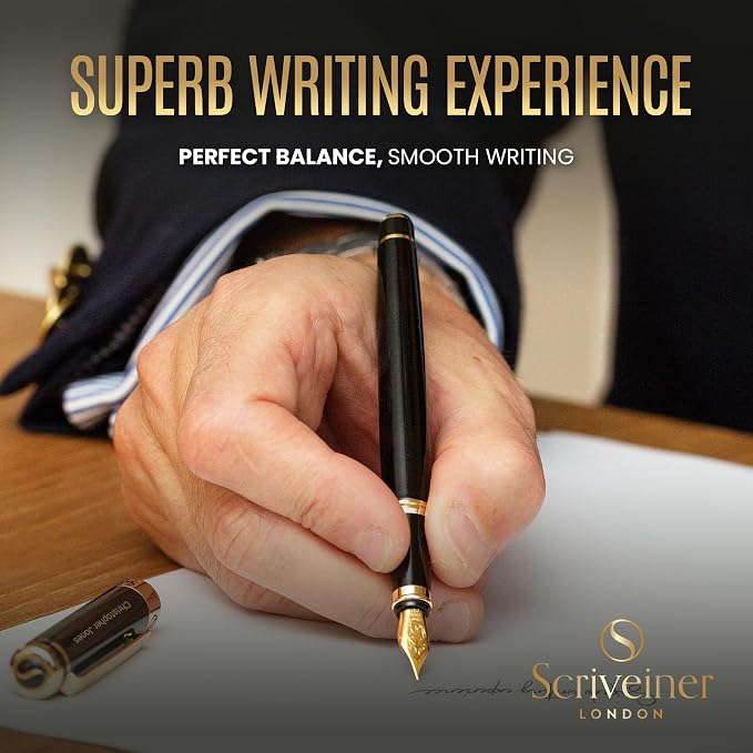 Scriveiner Personalized Black Fountain Pen - Image 4