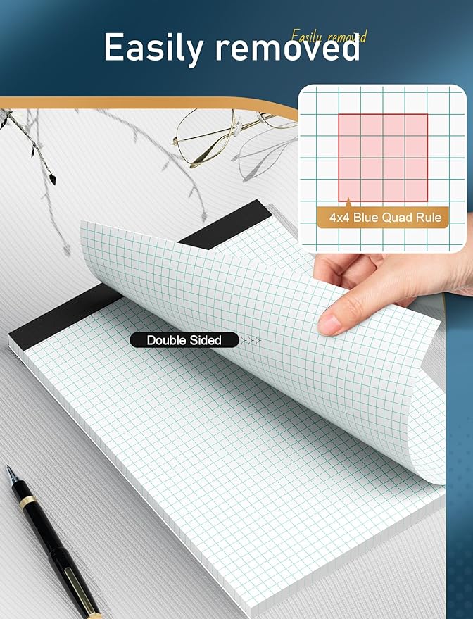Zaviko Graph Paper Pads 8.5 x 11, 8 Pack, 4x4 Quad Grid Paper Pad 8-1/2" x 11" - Image 6