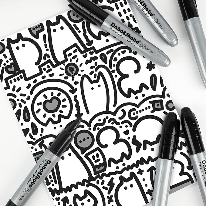 Dabo&Shobo Permanent Markers Jumbo Size, Bullet Tip, Large Black Permanent - Image 7