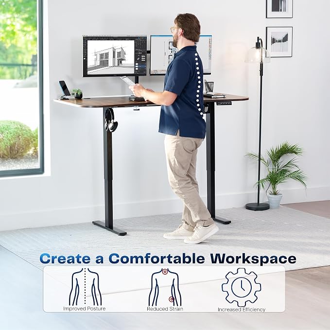 VIVO Electric 63 x 32 in Rustic Standing Desk, Memory Height Adjustment - Image 4