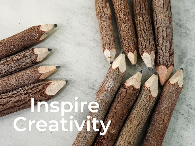 BSIRI Black Pencils Wood Pack of 12 in 7 Inch Tree Bark Wooden Favors in Rustic - Image 9