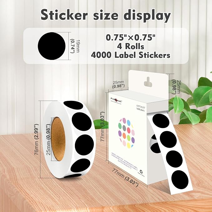 PARLAIM 3/4 Inch Roll Color Coding Labels, 4000 per Rolls Round Permanent - Image 2