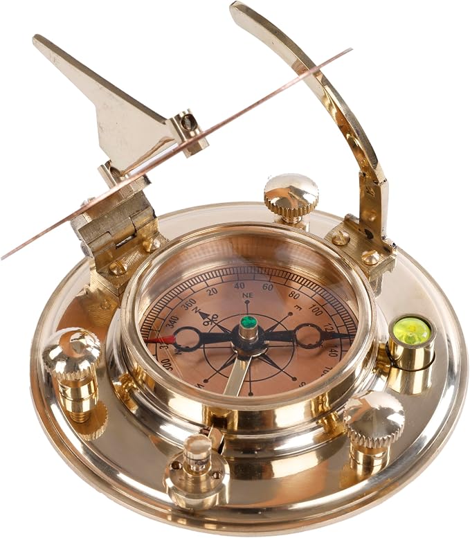 Brass Sundial Compass in Leather Case – Unique Nautical Gifts - Image 2