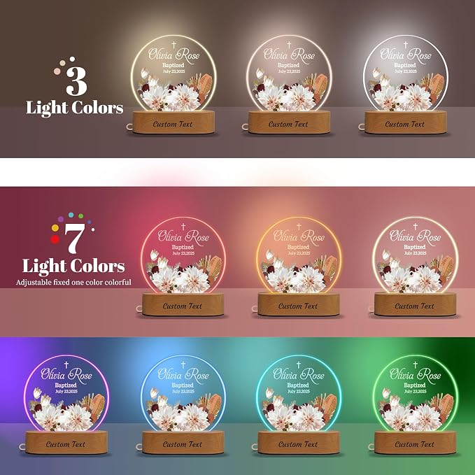7GEEFT Personalized Baby Gifts for Kids, Custom Flower Acrylic Sign Plaque - Image 8