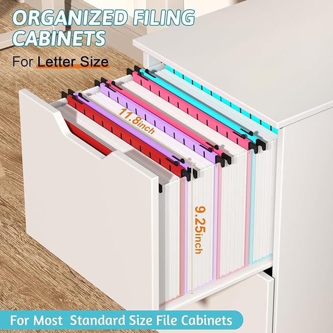 Nordun Extra Capacity Plastic Hanging File Folder Letter Size, 12 Pack - Image 3