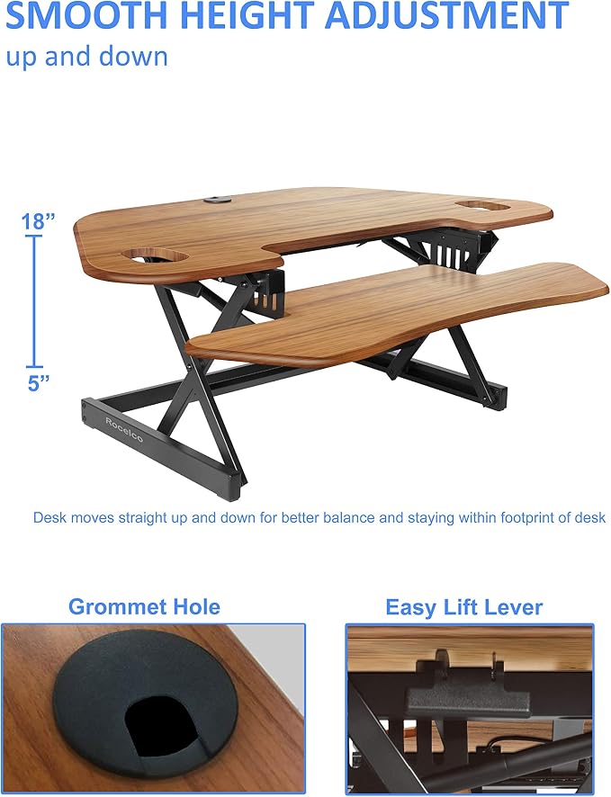 Rocelco 46" Height Adjustable Corner Standing Desk Converter - Image 3