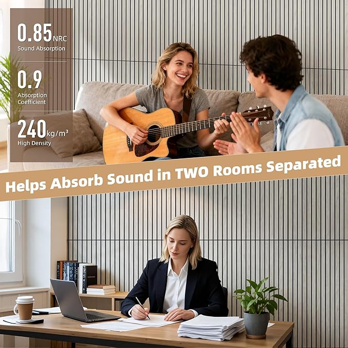 TO-TH Wood-Look Acoustic Panel, 4 Pack 47.2” x 23.6” Soundproof Wall Panels - Image 4