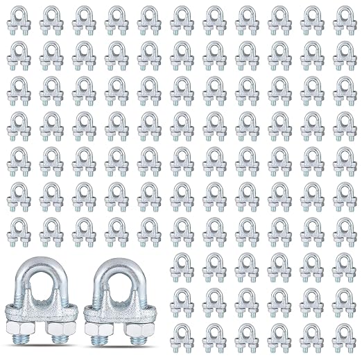200PCS M5 Heavy Duty Wire Rope Clamps, 3/16-Inch Zinc Plated Wire Cable Clamps by High-PQ