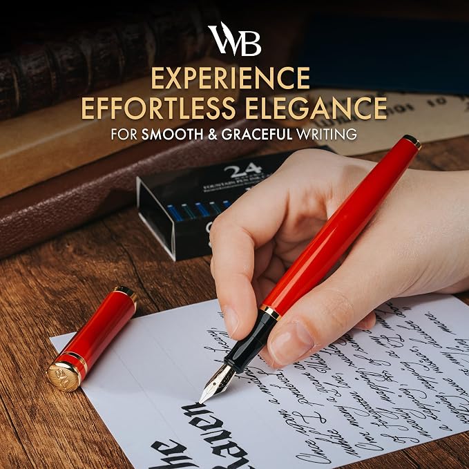 Wordsworth & Black Fountain Pen Set, 18K Gilded Broad Nib, Includes 24 Pack Ink - Image 2