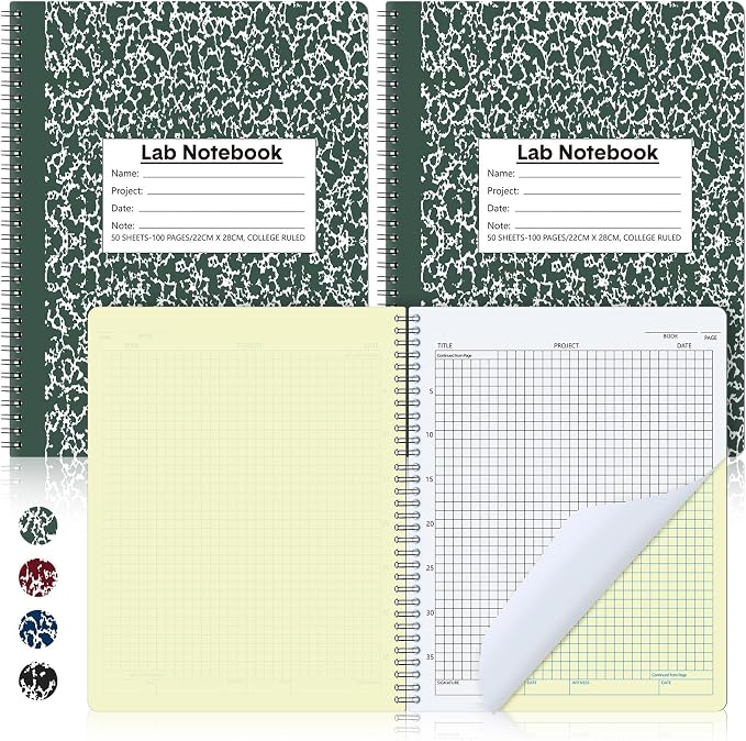Affrolling 2 Pack Carbonless Lab Notebook Carbon Copy 8.5'' x 11'' 50 Set of by Affrolling