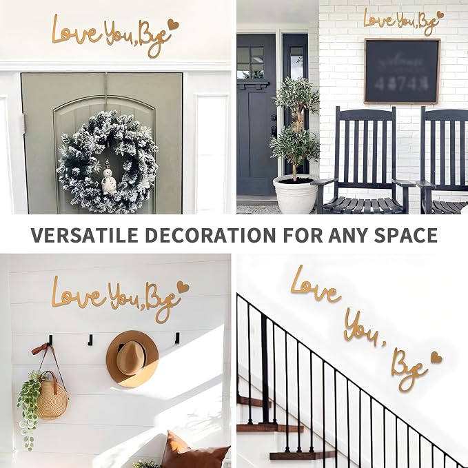 Wall Decor Gold Love You Bye Sign Hallway Entryway Door Wall Art Boho Decor - Image 6