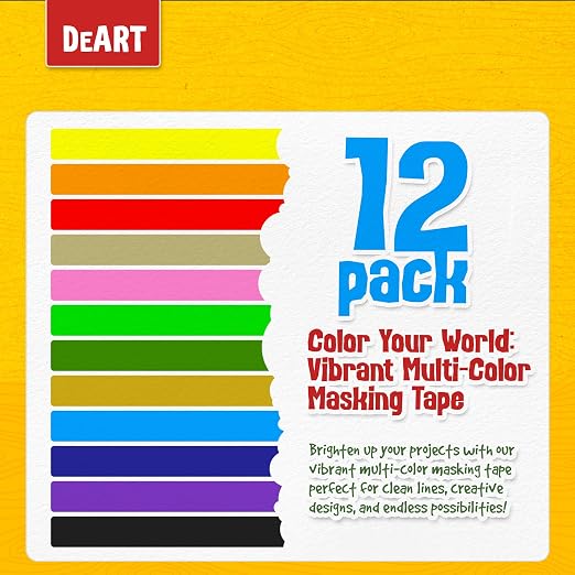 Colored Masking Tape 12 Pack 1 inch Color Painters Tape - Image 8