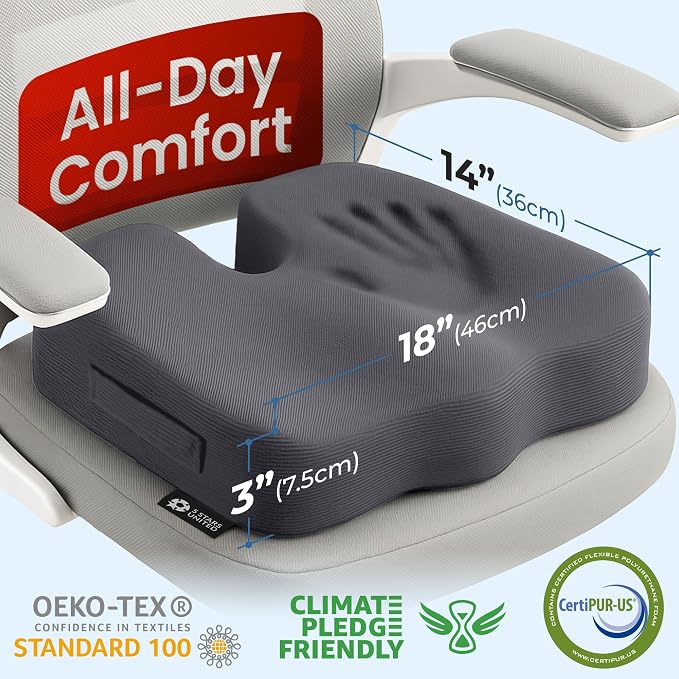 5 STARS UNITED Seat Cushion for Tailbone Pain Relief – Memory Foam Cushion for - Image 2
