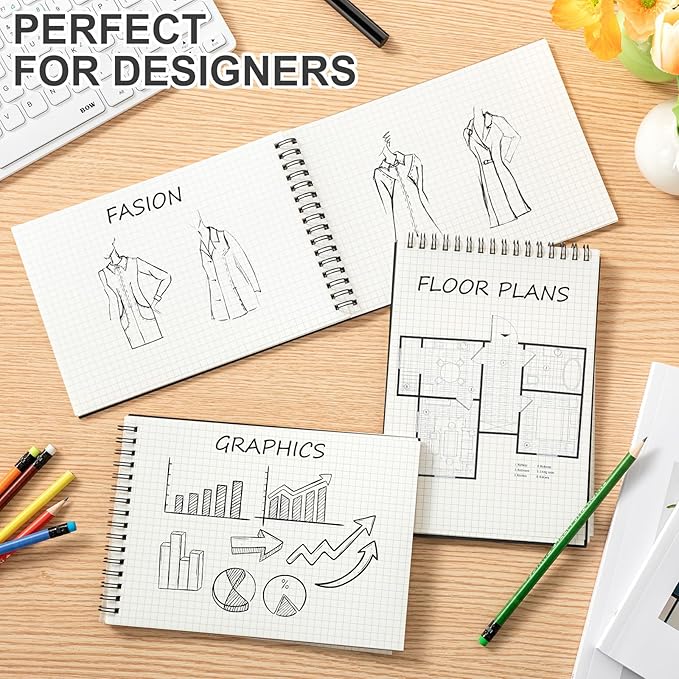 Engrowtic 48 Pack Graph Paper Spiral Notepad A5 Top Wirebound Notepad Grid - Image 3