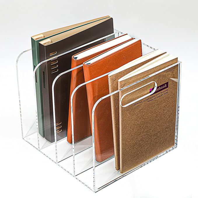 AIDIMOO Acrylic Magazine File Holder, 4 Vertical Compartments Desk Document by Unknown