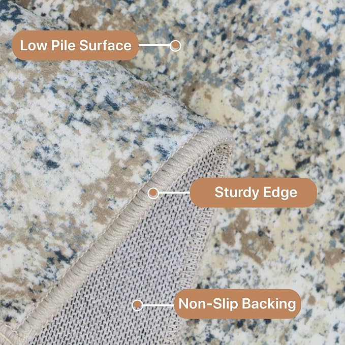 GENIMO Washable Area Rugs for Living Room, 10x14 Modern Non Slip Rugs, Low Pile - Image 7