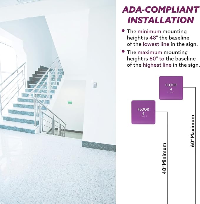Coffee ADA Floor 4 Sign with Braille – Made from Durable Acrylic and Ready to - Image 4