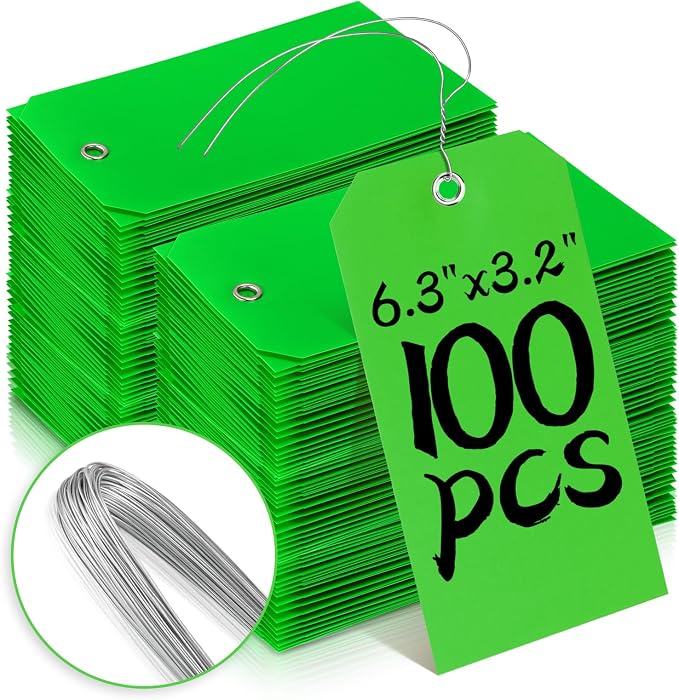 100 Pcs Tags with Wire Shipping Tags with String Write On Stacking Service by XUWAIDSGN