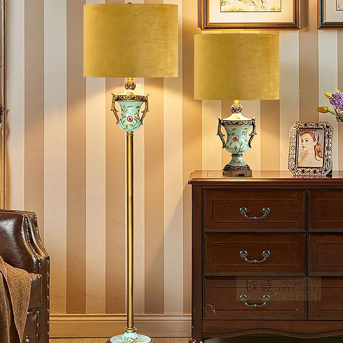 GO&SO Set of 1 Large Drum Yellow Velvet Lamp Shade -16" Top x 16" Bottom x 12" - Image 6