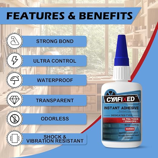 CYAFIXED Professional Grade Cyanoacrylate Super Glue, Ultra Thick Viscosity CA - Image 2
