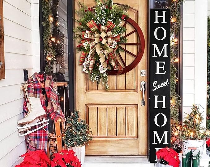 Home Sweet Home Sign for Front Door, Wood Rustic Front Porch Décor, Farmhouse by DQ+DQ+HOME+DECOR