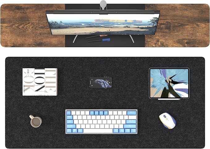 DAWNTREES Non-Slip Felt Desk Mat, 35.5 x 15.7 Inches Large Desk Pad Protector - Image 5