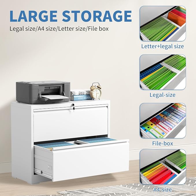 FLIXELIO File Cabinets 2 Drawer, Metal Office Storage Filing Cabinet - Image 4