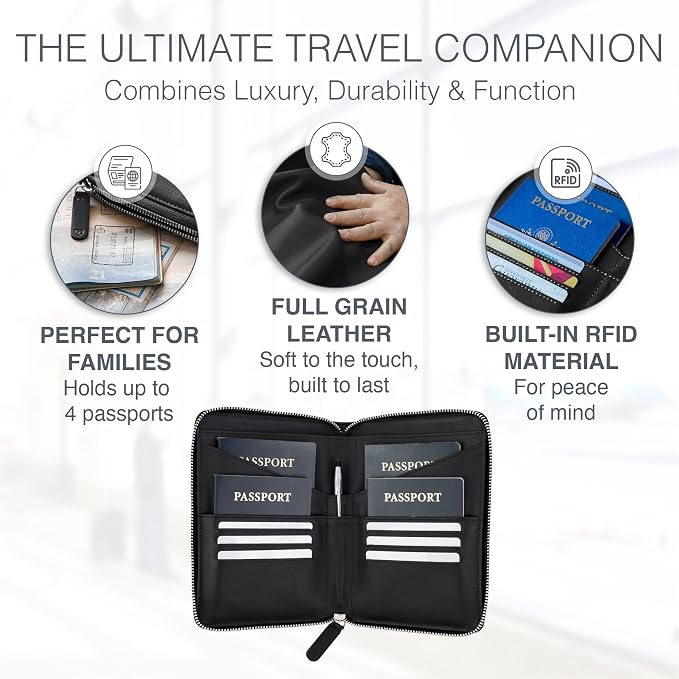 Full Grain Leather Family Passport Holder - Image 2