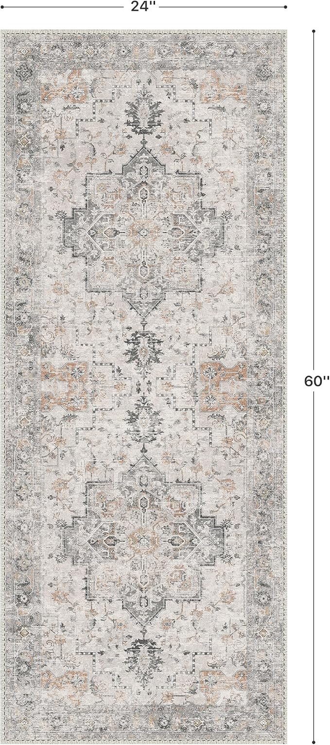 GENIMO Runner Rug 2x5 Non Slip Machine Washable Vintage Hallway Runner Rug - Image 2