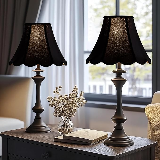 GOSO Scalloped Lamp Shades Set of 1 Medium Black Replac, Braids - Image 7