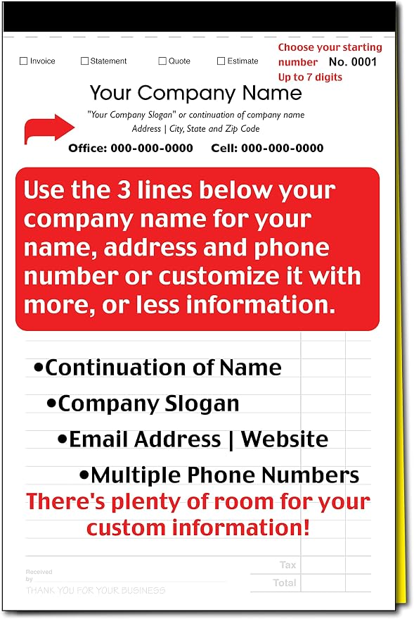 Custom Sales, Personalized Multipurpose Duplicate Carbonless Form - Image 5