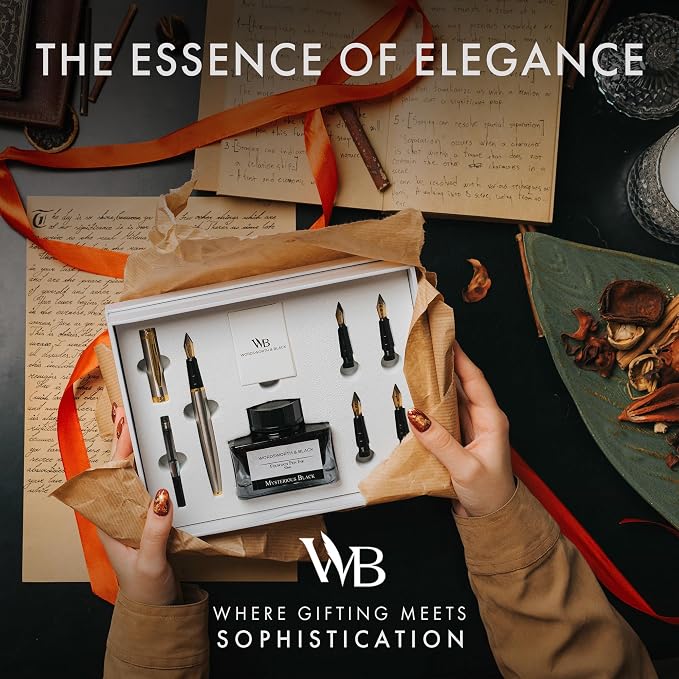 Wordsworth & Black Fountain Pen Gift Set, Includes Ink Bottle, 6 Ink Cartridges - Image 2