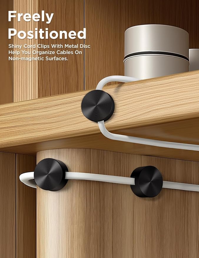 Magnetic Cord Holder Metal Black, Maveek Silicone Cable Clips Magnet Wire - Image 4