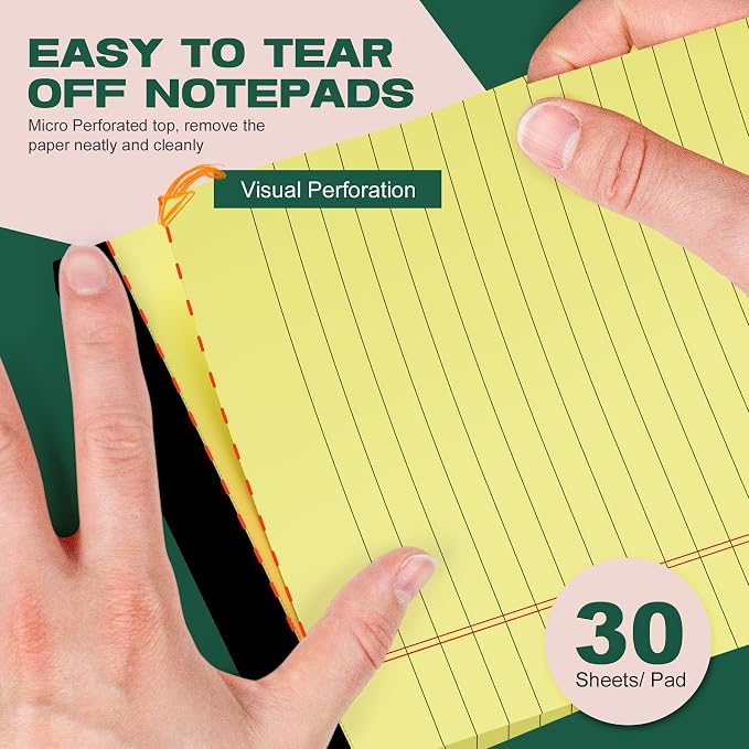 Roneky Yellow Legal Pads 5x8 Notepads, 12 Pack Small Note Pads 5x8 College - Image 3
