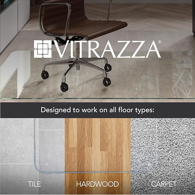 Vitrazza Glass Chair Mat 48” x 48” Superior ¼ Thick, Chiaro Standard Clear - Image 5