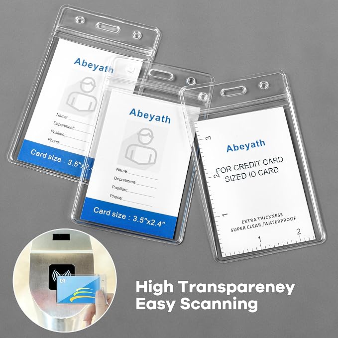 ABEYATH 10 Pack Extra Thick ID Card Name Badge Holder Heavy Duty Waterproof - Image 4