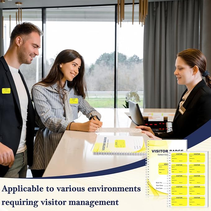 6 Pack of 1800 Visitor Badges Stickers Visitor Log Book - Image 8