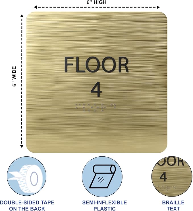 Light Brown ADA Floor 4 Sign - Image 3