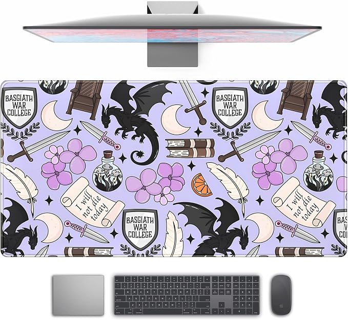 Cute Desk Pad Kawaii Black Loong Mouse Pad Purple Magic Desk Keyboard Pad by TENG+DA+QING