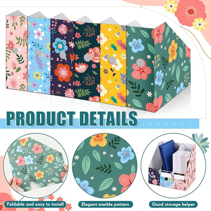 PerKoop 6 Pcs Magazine File Holder Foldable Decorative Cardboard File Folders 6 - Image 6
