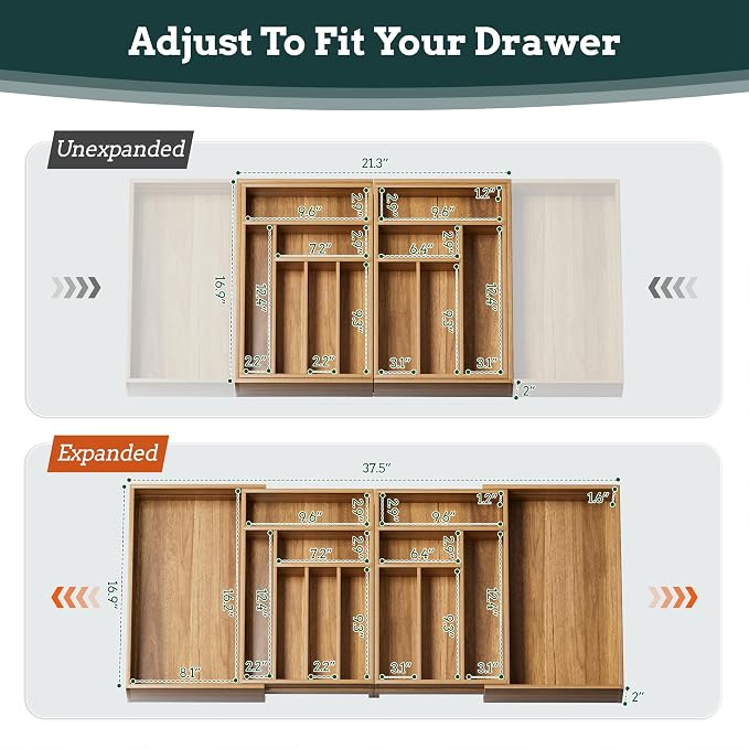 Silverware Organizer Large, Magnetic Connected Expandable 13 Slots Silverware - Image 4