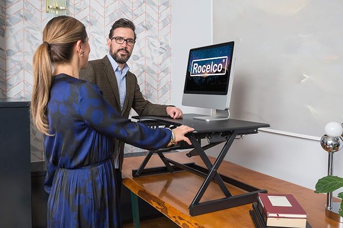 Rocelco 38" Large Height Adjustable Standing Desk Converter - Image 6
