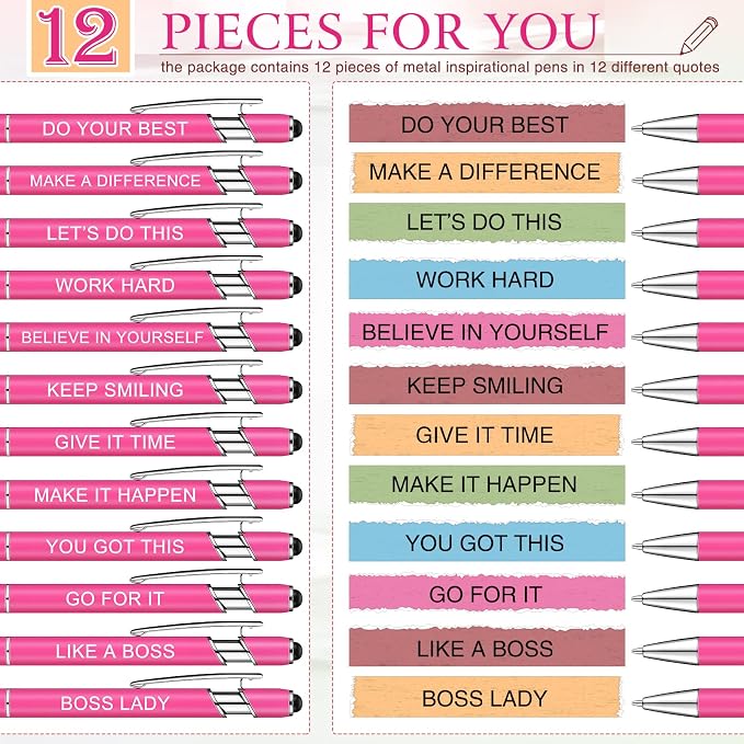 Zonon 12 Pcs Inspirational Pens Bulk Funny Ballpoint Pen - Image 3