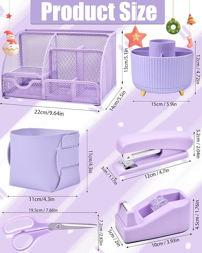 LXEVIHK 21Pcs Purple Desk Organizers and Accessories - Image 6