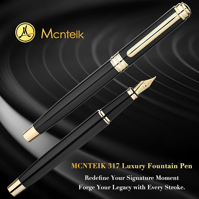 MCNTEIK 317 Fountain Pen, Stunning Luxury Black Piano Lacquer, 18K Gilded Nib - Image 4